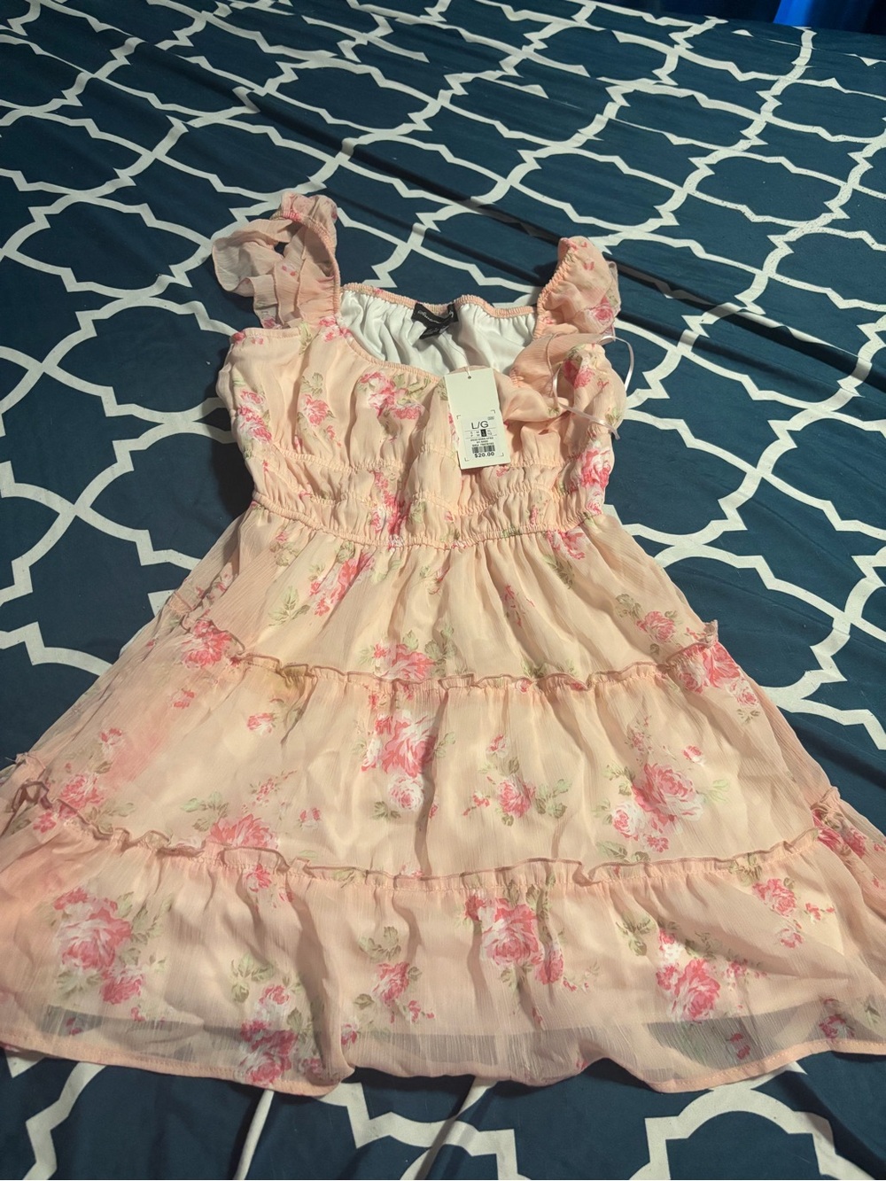 Pink Floral Tiered Sundress - Brand: